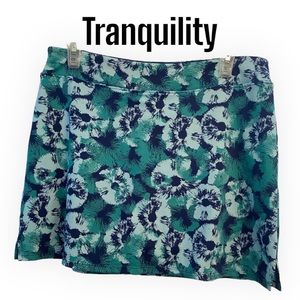 Tranquility Blue Green Floral Skort M